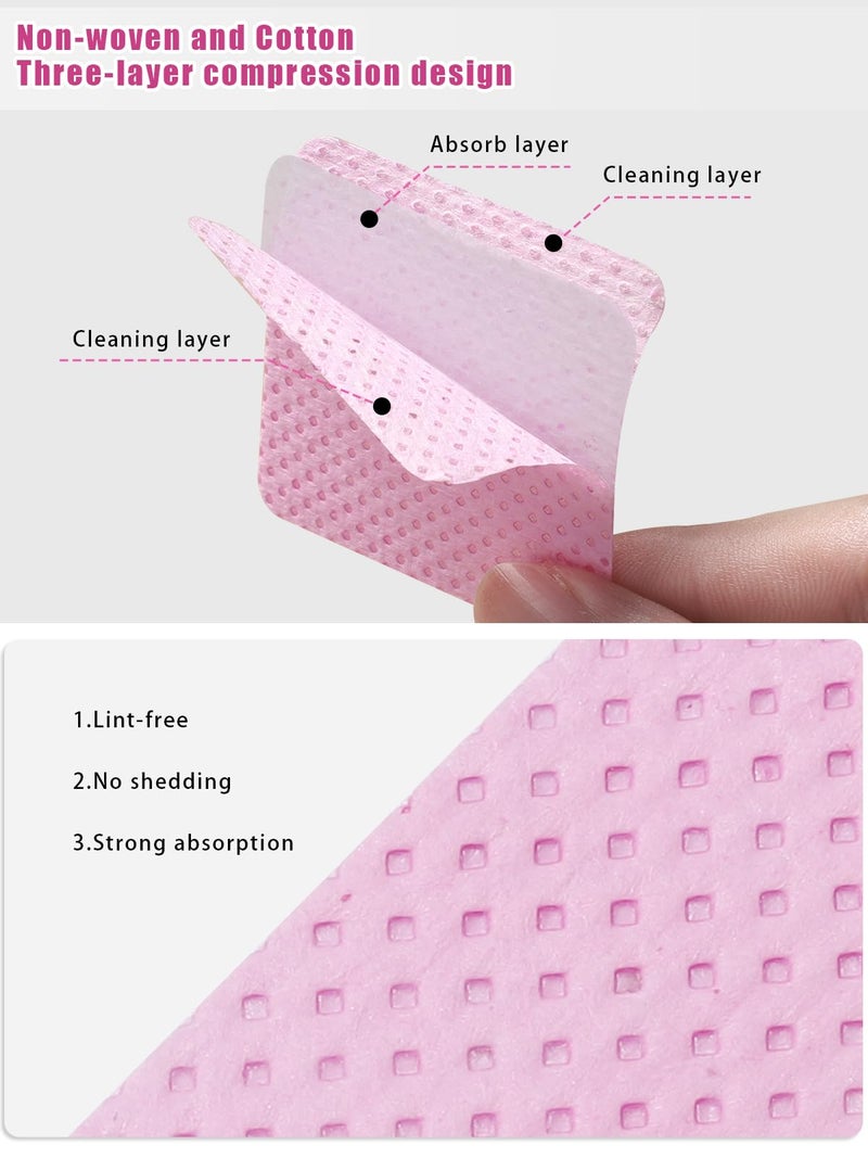 TEOYALL Lint Free Nail Wipes, 400 PCS Non-Woven Fabric Nail Cleaning Pads Pink Lash Extensions Glue Cleaning Wipes Salon Supplies - Image 2