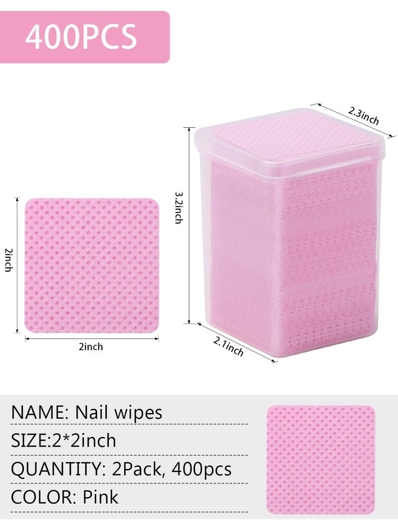 TEOYALL Lint Free Nail Wipes, 400 PCS Non-Woven Fabric Nail Cleaning Pads Pink Lash Extensions Glue Cleaning Wipes Salon Supplies - Image 5