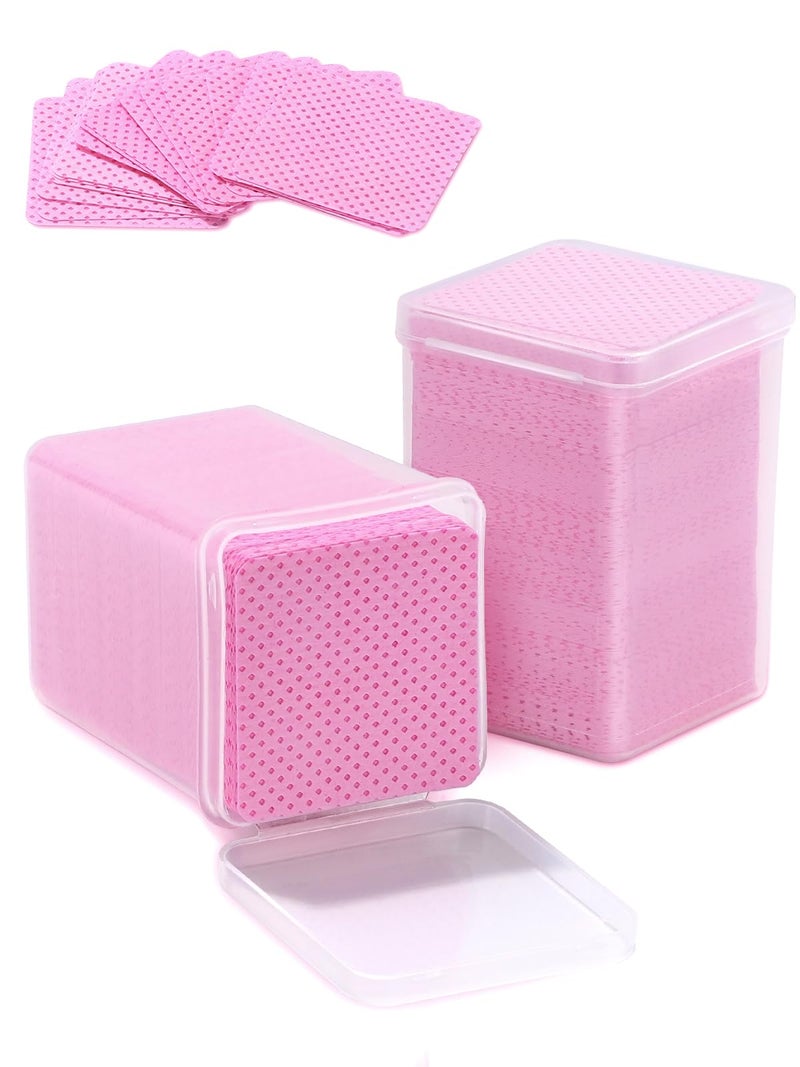 TEOYALL Lint Free Nail Wipes, 400 PCS Non-Woven Fabric Nail Cleaning Pads Pink Lash Extensions Glue Cleaning Wipes Salon Supplies - Image 1