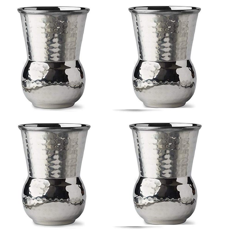 NJ OVERSEAS NJ Stainless Steel Water Glass, Mughlai Napa Hammered Water Drinking Tumbler (4) - Image 1