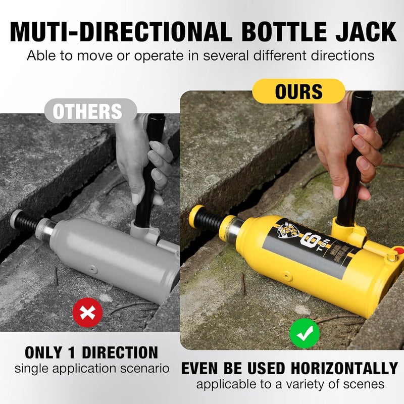 YELLOW JACKET 6 Ton Multi-Directional Welded Bottle Jack for Car, Pickup, Truck, RV, Auto Repair - Image 3
