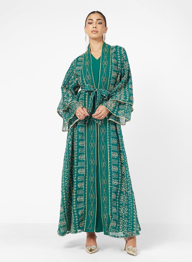 Khizana Embroidered Abaya With Sleeveless Inner - Image 5