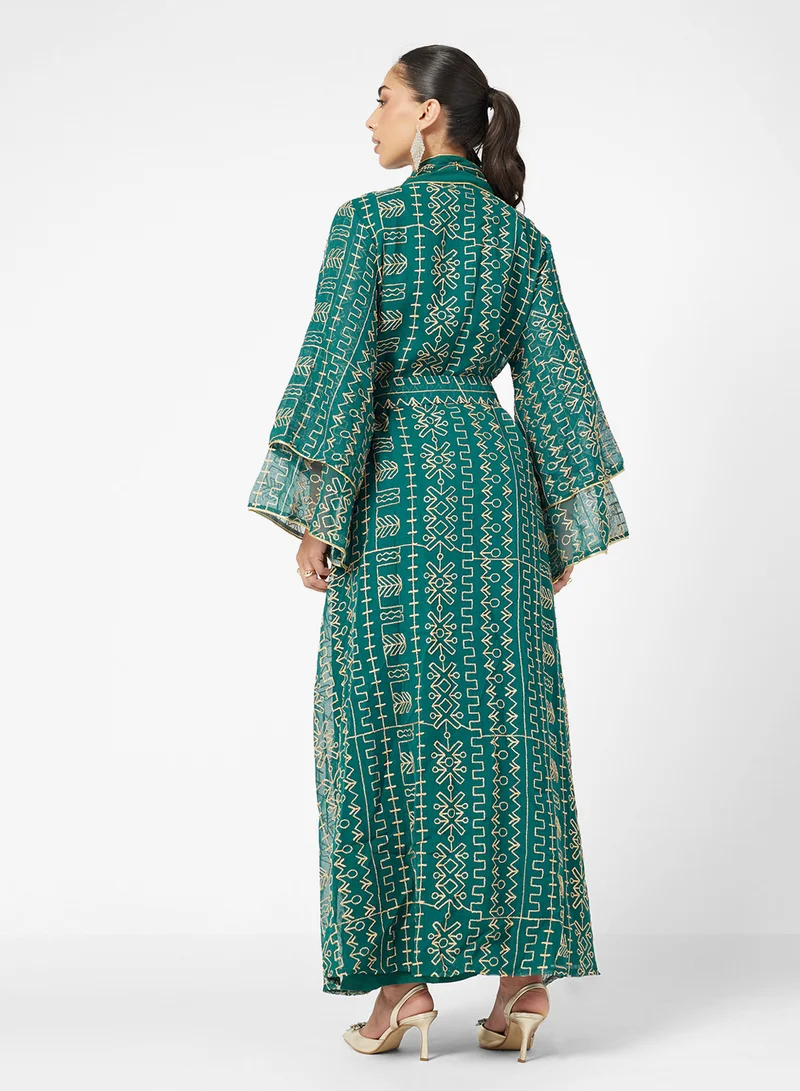 خزانة Embroidered Abaya With Sleeveless Inner