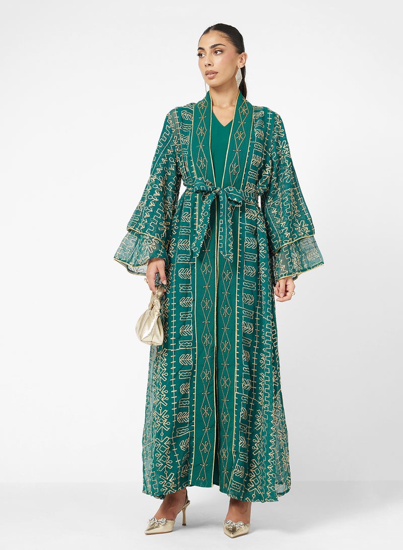 Khizana Embroidered Abaya With Sleeveless Inner - Image 1