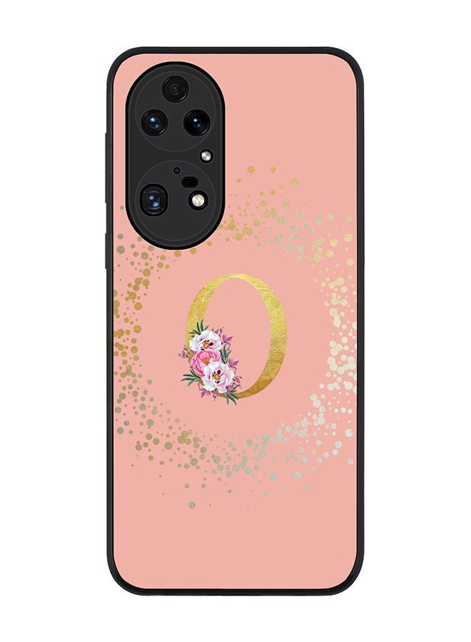 Stylizedd Rugged Black edge case for Huawei P50 Pro Slim fit Soft Case Flexible Rubber Edges TPU Gel Thin Cover - Custom Monogram Initial Letter Floral Pattern Alphabet - O (Rose Pink) - Image 1