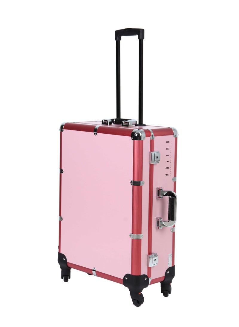 MAYLAN - Makeup Box Cosmetic Train Stand Case With Trolley And Lights Pink Medium - Image 1