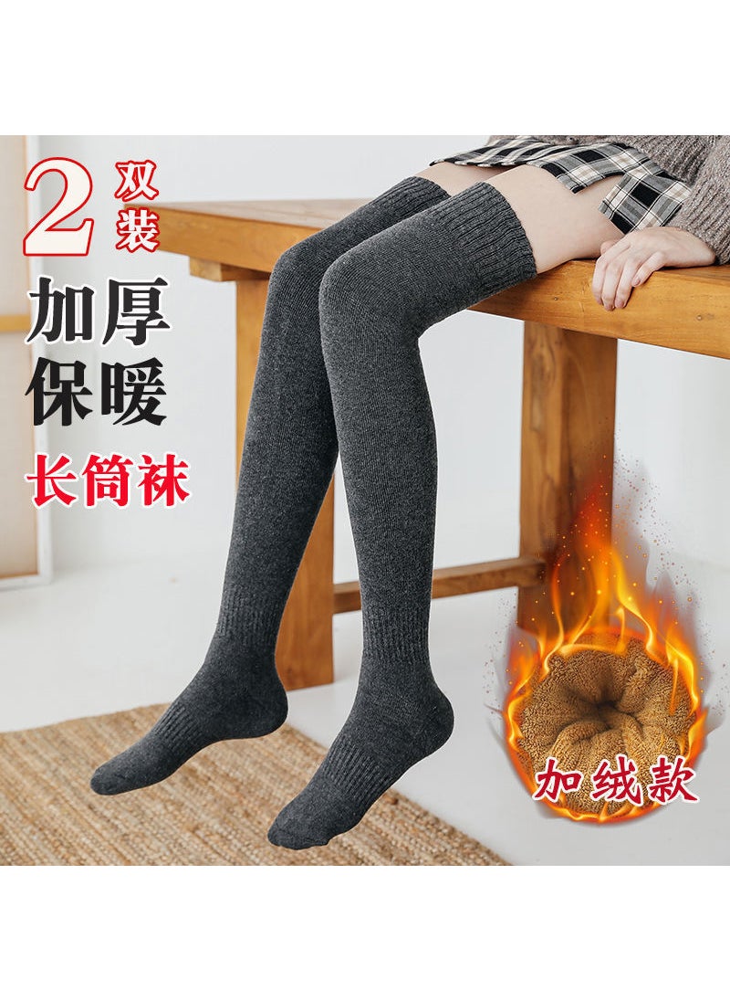 Generic - Fuzzy Over-Knee Socks Warm Thick Autumn Winter Brick Red - Image 1