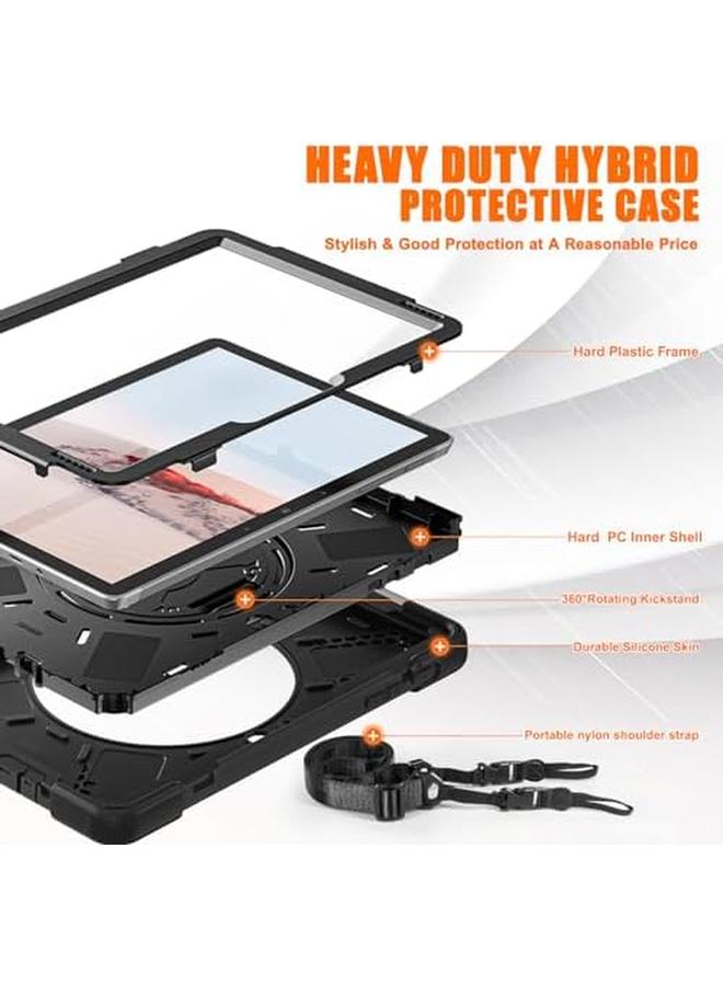 erorex Zenrich Surface Go4 Case Surface Go 3 Case 2021 Surface Go 2 Case With Pen Holder Heavy Duty Shockproof Rugged Case With Stand Hand Strap And Shoulder Belt For Surface Go Black - Image 5