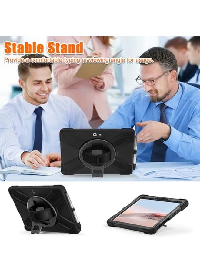 erorex Zenrich Surface Go4 Case Surface Go 3 Case 2021 Surface Go 2 Case With Pen Holder Heavy Duty Shockproof Rugged Case With Stand Hand Strap And Shoulder Belt For Surface Go Black - Image 3