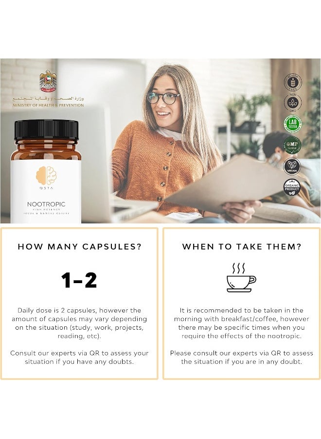QSTA - Nootropic Focus, Very High Potency Daily Cognitive Enhancer - Image 1
