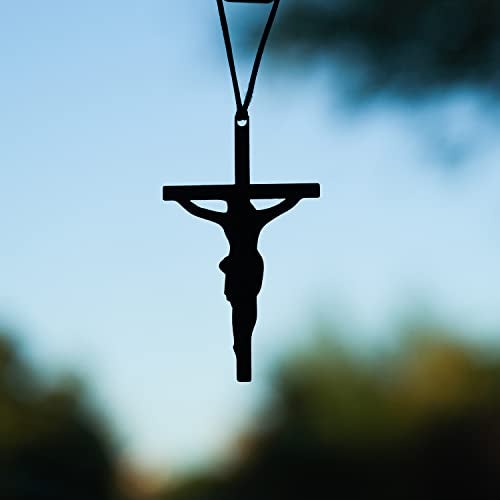 Monssa Rear View Mirror Accessories - Mini Hanging Ornaments - Christus Pendant, Car Charm - Swinging Pendants, Black (Jesu Nailed Siluette) for Men & Women - Image 5