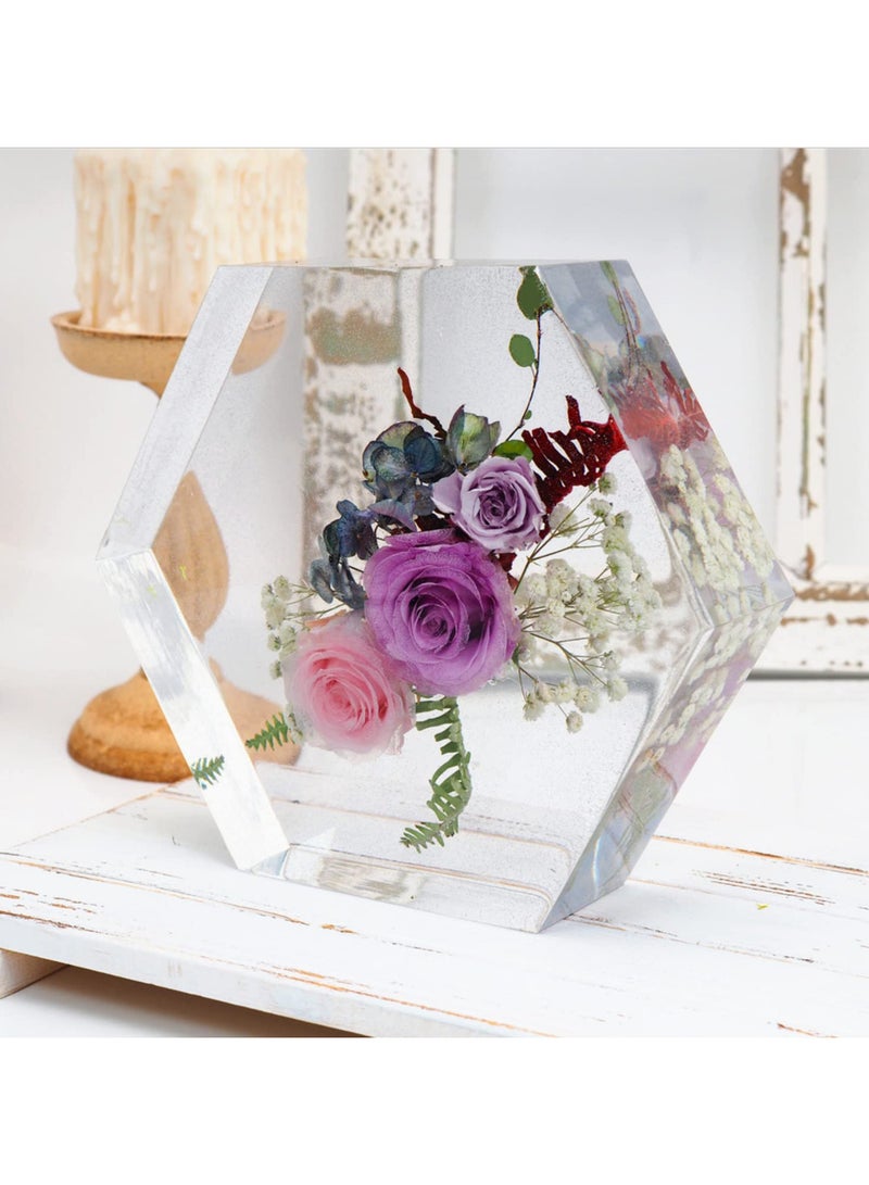 2PCS Large Hexagon Heart Silicone Resin Molds Deep Epoxy Resin Mold for Bookends Preserved Flowers Wedding Decor DIY Craft Specimens Reusable & Flexible - Image 4