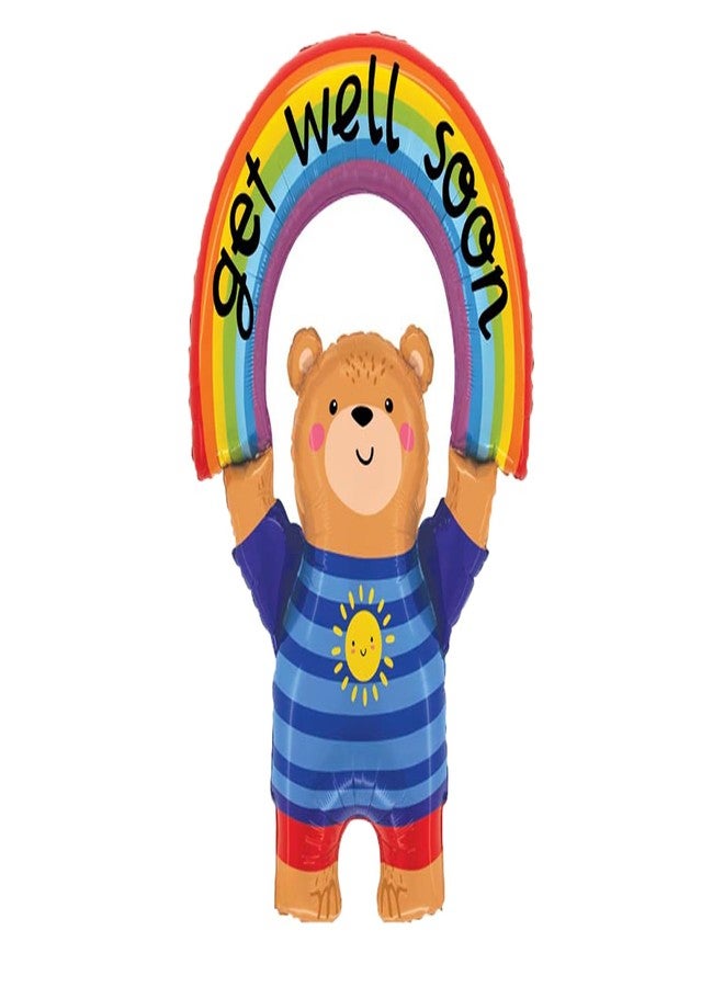 Artisan Owl Get Well Soon Rainbow Bear 39" Foil Party Balloon - Image 1