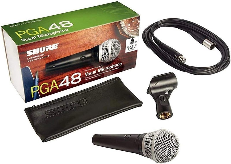 Shure PGA48, Cardioid Dynamic Vocal Microphone, Voice Recording for Studio, PC Gaming, Podcast & Live Streaming, Includes XLR to XLR Cable, Black (Official KSA Version) - Image 1