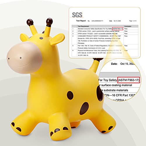 EVERICH TOY Giraffe Bouncy Horse Hopper for Toddlers, Bouncy Animals Jumping Horse, Inflatable Ride on Bouncer Hopping Toys Gifts for Boys Girls 18 Months 2 3 4 5 6 Years Old - Image 5