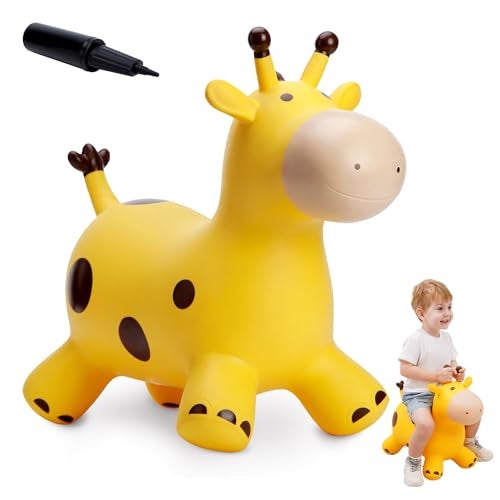 EVERICH TOY Giraffe Bouncy Horse Hopper for Toddlers, Bouncy Animals Jumping Horse, Inflatable Ride on Bouncer Hopping Toys Gifts for Boys Girls 18 Months 2 3 4 5 6 Years Old - Image 1