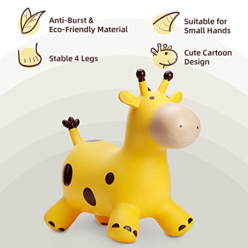 EVERICH TOY Giraffe Bouncy Horse Hopper for Toddlers, Bouncy Animals Jumping Horse, Inflatable Ride on Bouncer Hopping Toys Gifts for Boys Girls 18 Months 2 3 4 5 6 Years Old - Image 3