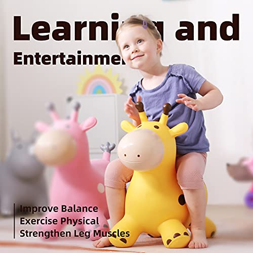 EVERICH TOY Giraffe Bouncy Horse Hopper for Toddlers, Bouncy Animals Jumping Horse, Inflatable Ride on Bouncer Hopping Toys Gifts for Boys Girls 18 Months 2 3 4 5 6 Years Old - Image 2