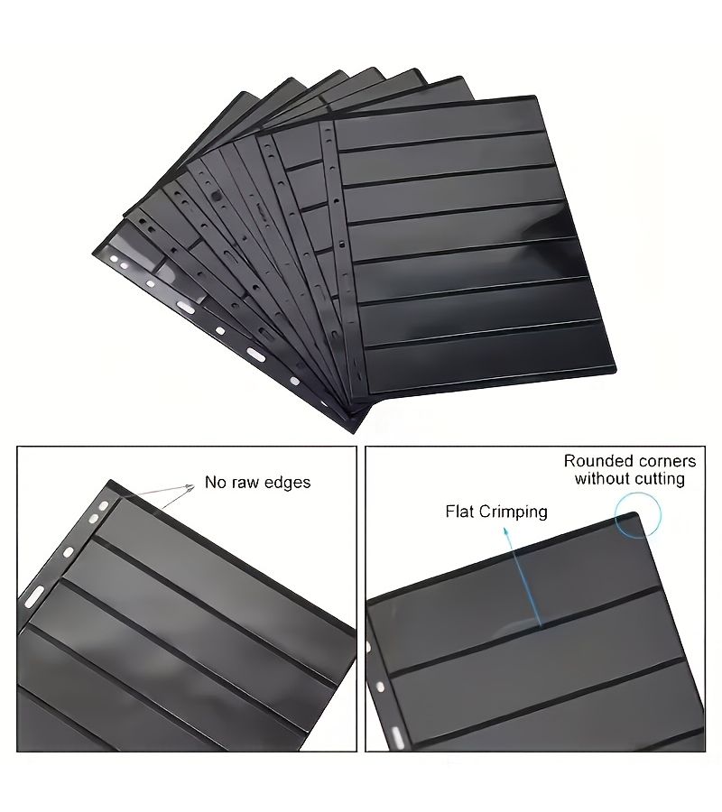 Black 7 Row 9 Hole Stamp Album Page 30 Sheet for Coin Stamp Collector - Image 3