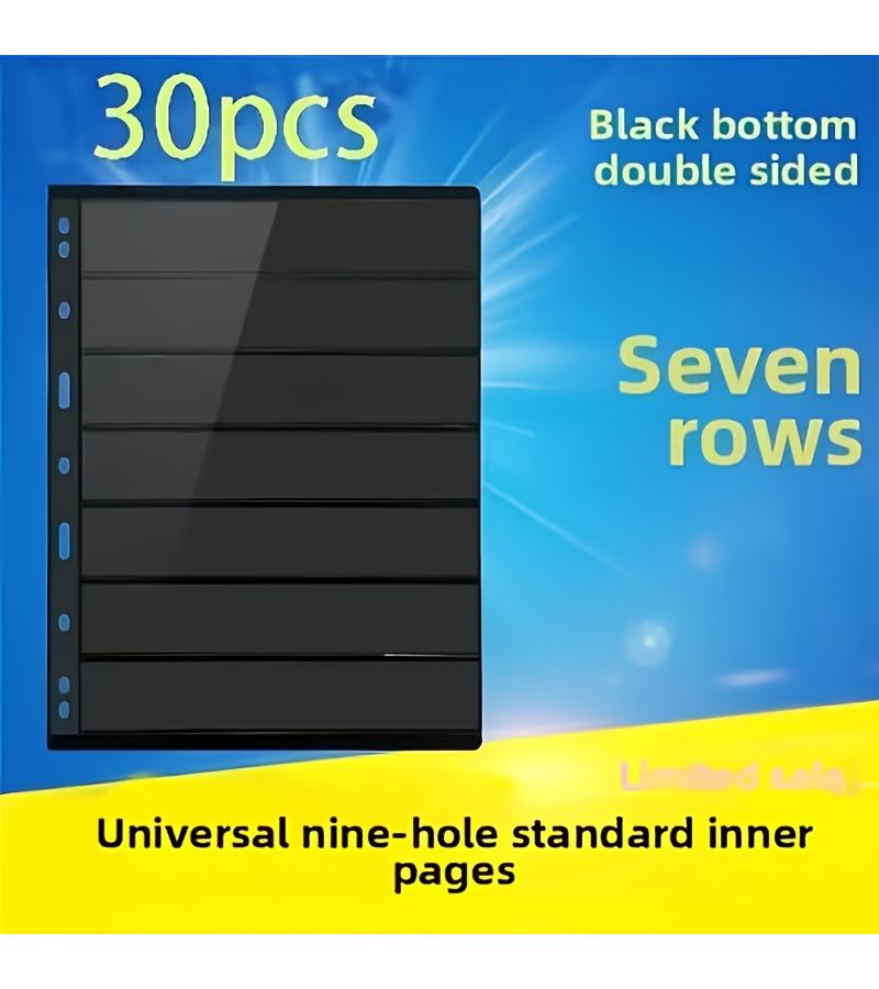 Black 7 Row 9 Hole Stamp Album Page 30 Sheet for Coin Stamp Collector - Image 5