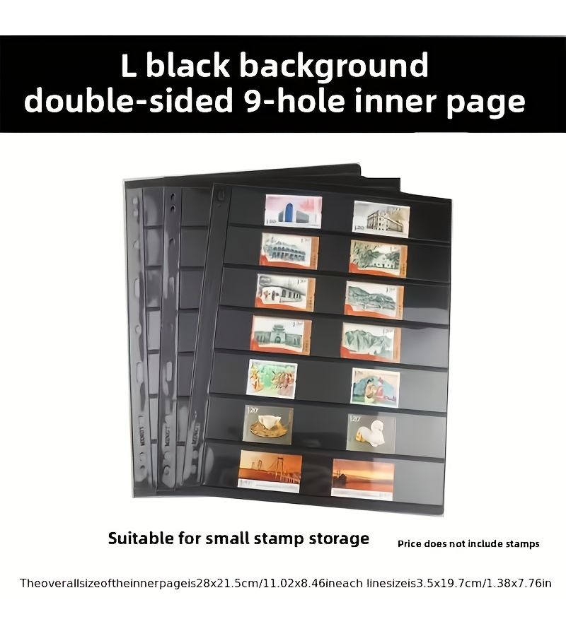 Black 7 Row 9 Hole Stamp Album Page 30 Sheet for Coin Stamp Collector - Image 1