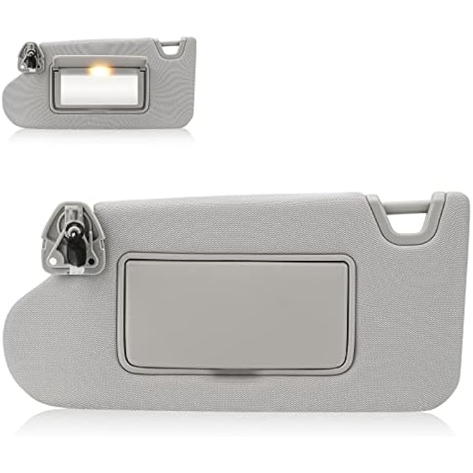 Hurotoms Left Driver Side Sun Visor Gray with Light and Vanity Mirror,Without Sunroof for Nissan Altima 2013 2014 2015 2016 2017 2018,Replacement 96401-3TA2A - Image 1