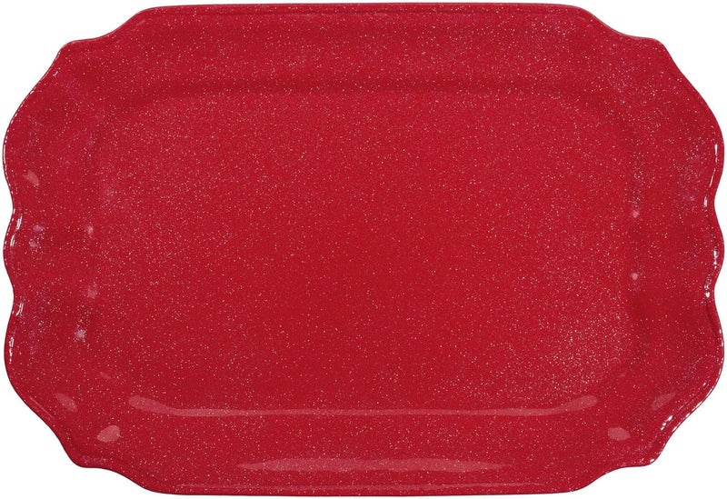 UP صينية تقديم ميلامين UPware توينكل داست خالية من BPA مستطيلة لعيد الميلاد 20 × 13.5 بوصة كريمة - Image 1