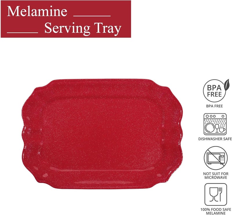 UP صينية تقديم ميلامين UPware توينكل داست خالية من BPA مستطيلة لعيد الميلاد 20 × 13.5 بوصة كريمة - Image 2