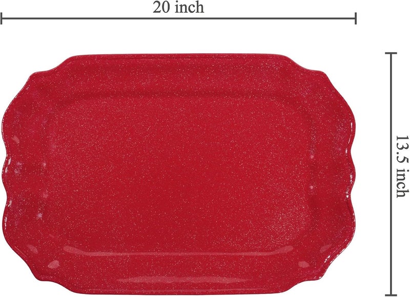 UP صينية تقديم ميلامين UPware توينكل داست خالية من BPA مستطيلة لعيد الميلاد 20 × 13.5 بوصة كريمة - Image 3