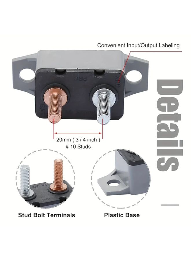 40A Manual Reset Circuit Breaker With Cover For Marine Boat Battery Chargers Trucks - Image 3