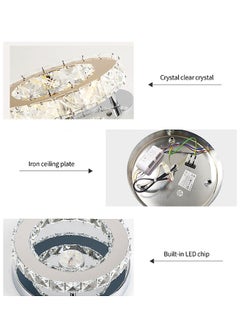 جو إيكو  مصباح سقف كريستالي LED دائري كروم 15 وات D20CM ضوء متغير ثلاثي الألوان مع خرز في المنتصف 220 فولت  - Image 5