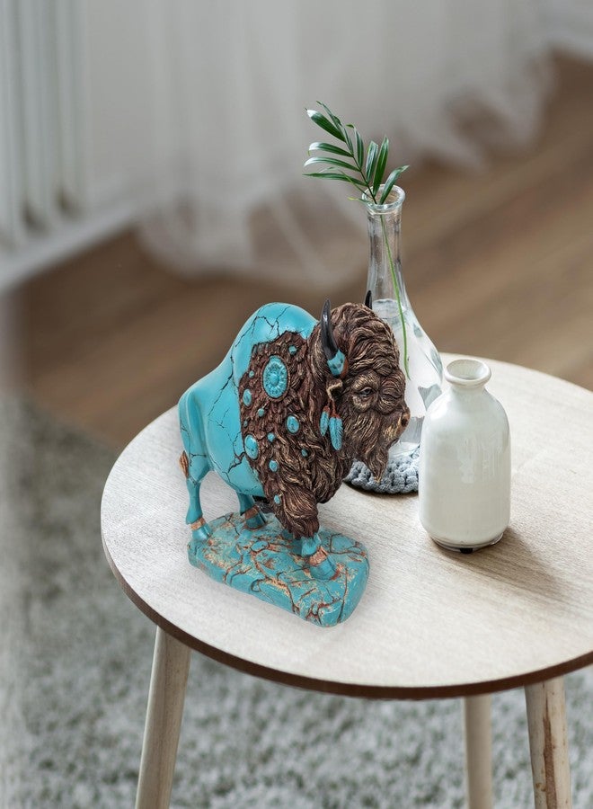 AMAJY Majestic Buffalo Resin Figurine - Detailed Collectible Turquoise Bison Sculpture for Home & Office Décor - Rustic Western Art for Buffalo Enthusiasts & Collectors - Image 5