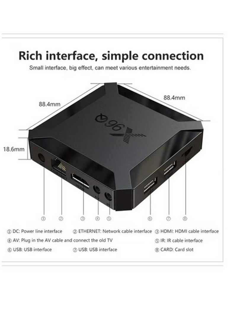 X96Q Android TV BOX 1GB RAM 8GB ROM H313 Quad-Core 64bit with WiFi 2.4GHz USB Ultra HD 4K