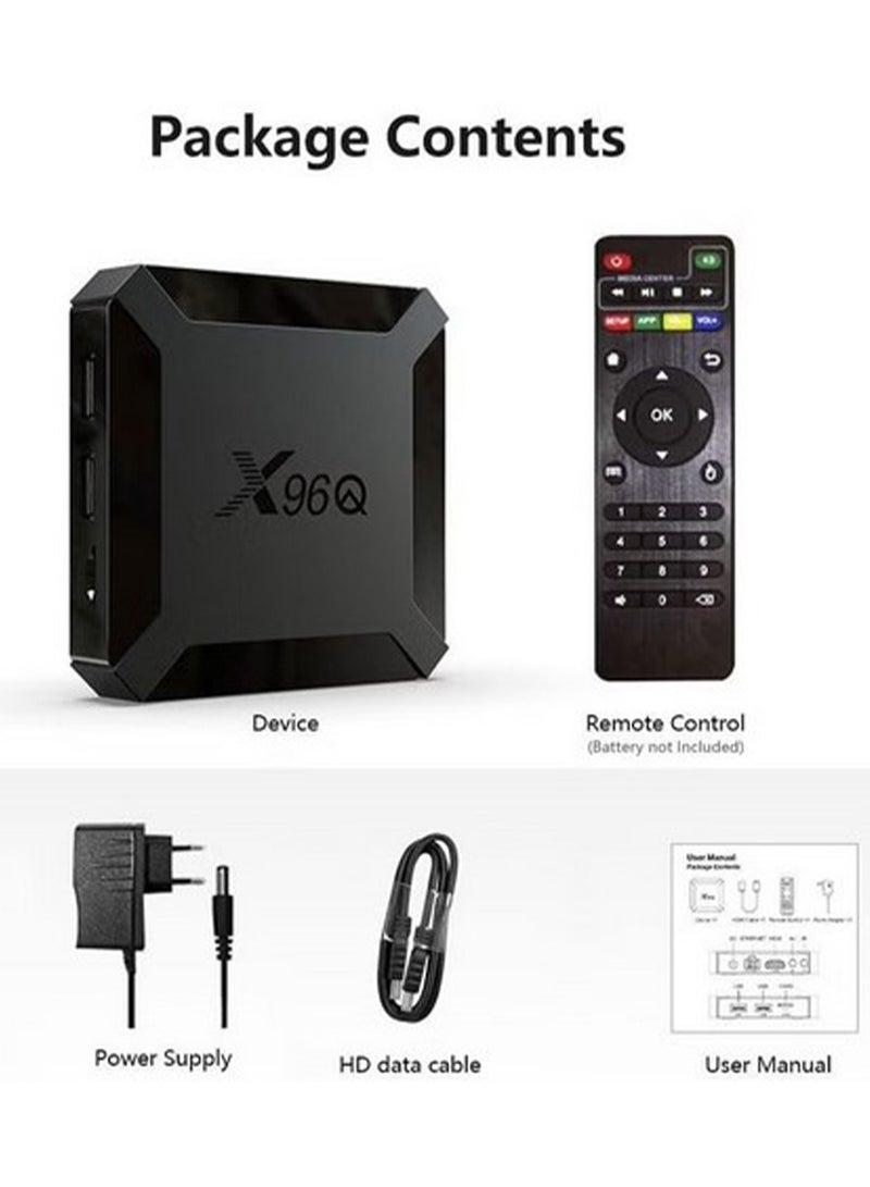 X96Q Android TV BOX 1GB RAM 8GB ROM H313 Quad-Core 64bit with WiFi 2.4GHz USB Ultra HD 4K