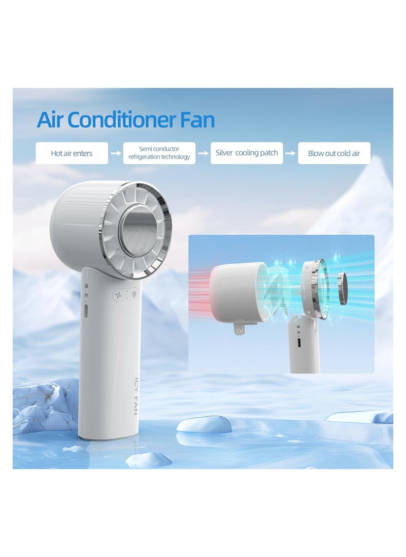 NIBEMINENT Mini Handheld Cooling Fan, 3 IN 1 Portable Fan Foldable Rechargeable Battery Operated Small Personal Fans that Blow Cold Air for Women Camping Travel Outdoor Office(White)  - Image 4