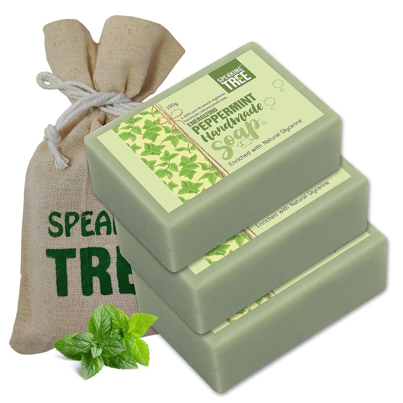 Speaking Tree Speaking tree Peppermint Handmade Soap Enriched with Natural Glycerin Pack of 3  - Image 1