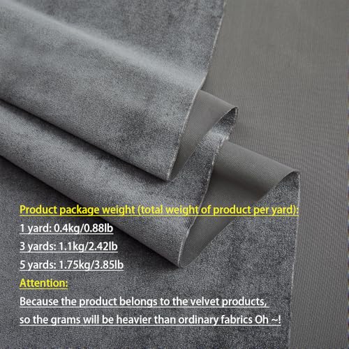 MaiMaiSuan Grey Velvet Fabric by The Yard,1 Yard 60" Wide Soft Stretchy Velvet Cloth for Upholstery Sofa Chair Cover,DIY Sewing,Costume,Craft,Curtain - Image 3