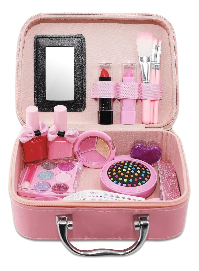 Leather Makeup Bag, Kids Makeup Kit for Girls, Real Washable Makeup Set, Girls Makeup Toy, Birthday Gift  - Image 5