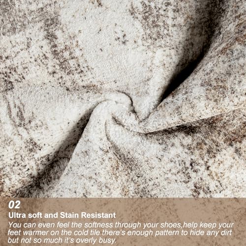 Capslpad 2x8 Brown Abstract Hallway Runner, Ultra Soft Fabric Washable Runner Rug, Non-Slip Rubber Backing, Stain Resistant Low Pile Runners for Hallways, Kitchen, Entryway, Bedroom, Laundry - Image 5