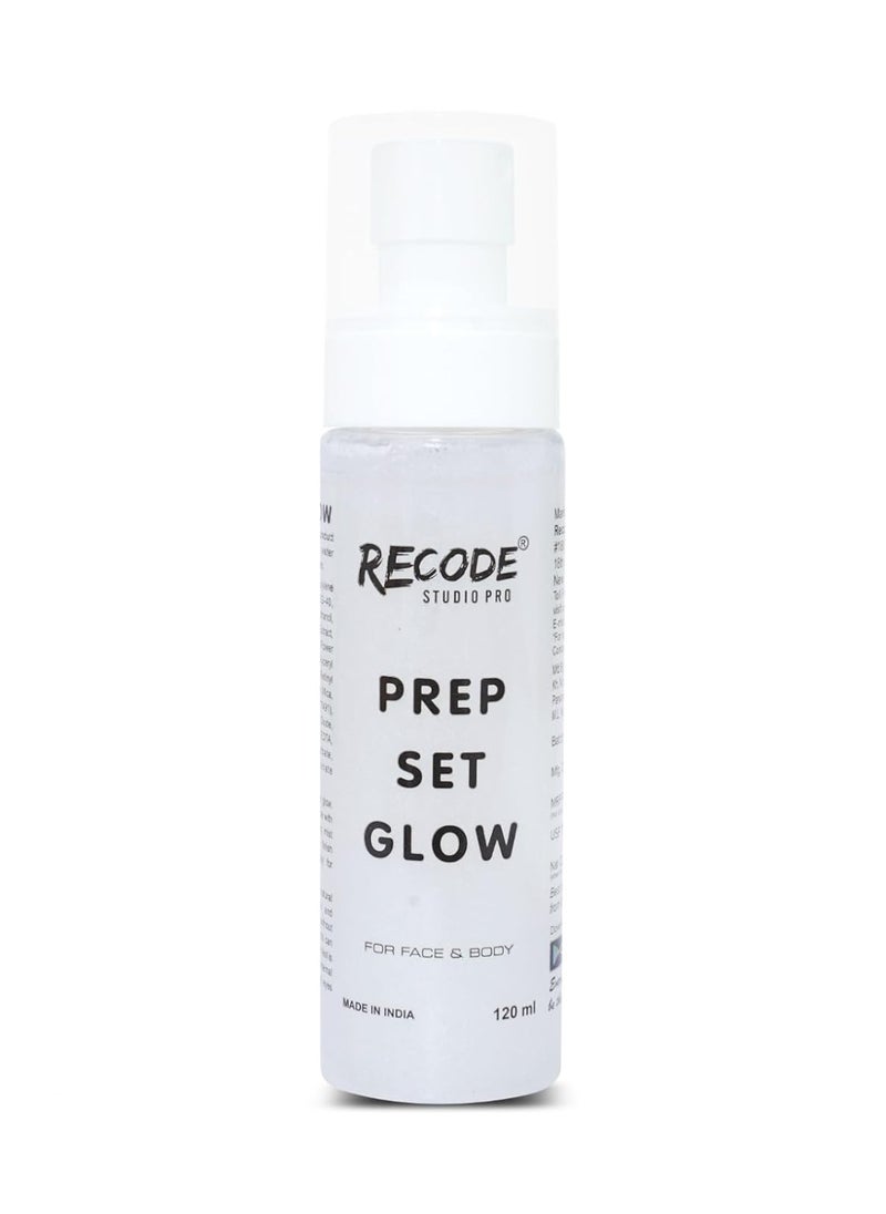 Recode Prep Set Glow 100ml with Silver Shimmer Long Lasting Hydrating Makeup Setting Spray for Dewy Finish and Radiant Glow  - Image 1