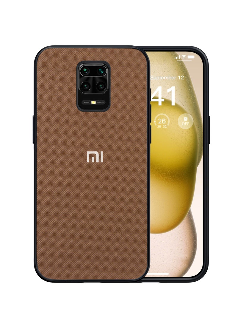 Compatible with Xiaomi Redmi Note 9s/Note 9 Pro Case Dual Layer Heavy Duty Cell Phone Protective Cover Shockproof Rugged with Non-Slip Textured - Brown