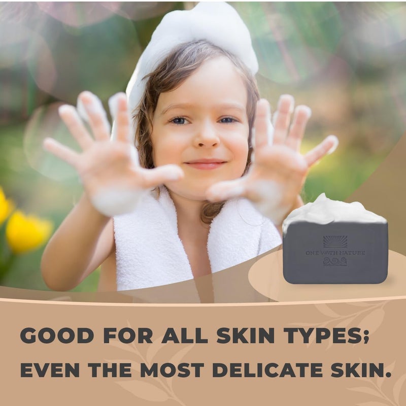 One With Nature Activated Charcoal Soap 4oz 6-Pack Gift Box â€“ Detoxifying and Exfoliating Charcoal Soap Bar with Dead Sea Salt for Face & Body, for Men & Women - Image 4