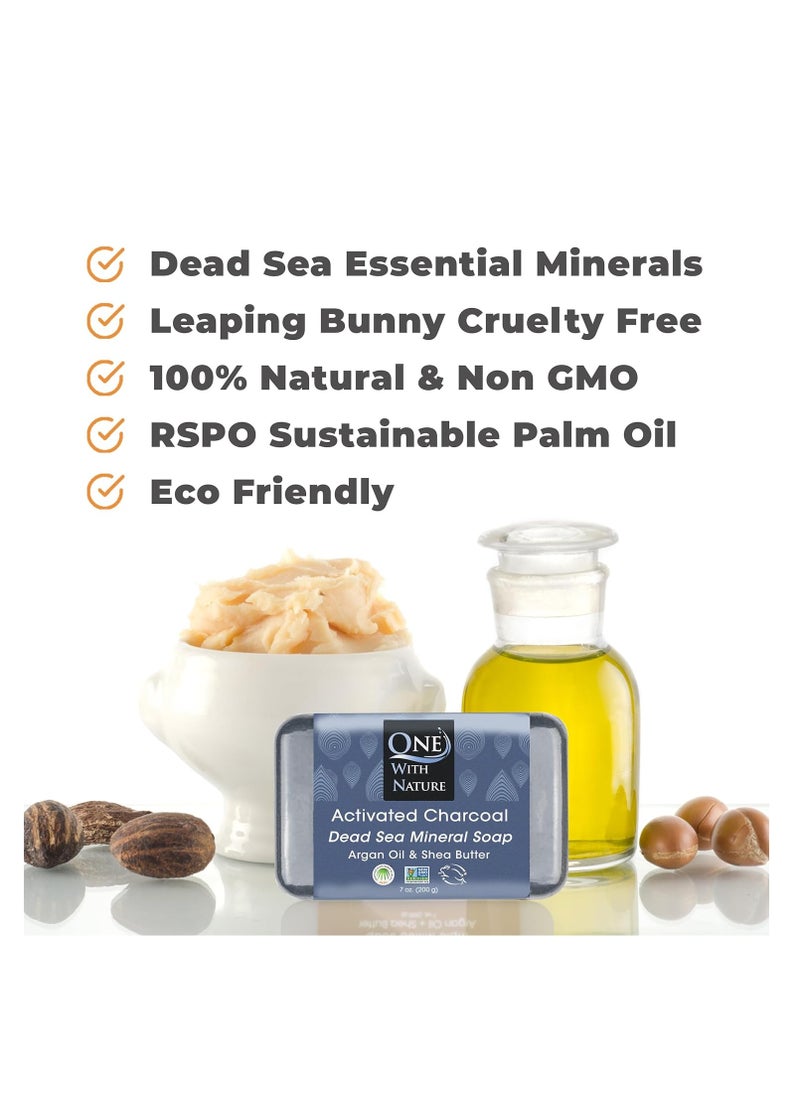 ONE WITH NATURE One With Nature 4Oz 6Pack Charcoal Soap Bar in Gift Box for Face, Body, Acne, All Skin Types - Contains Dead Sea Salt, Activated Charcoal, Shea Butter, Argan Oil and 21 Essential Minerals  - Image 4