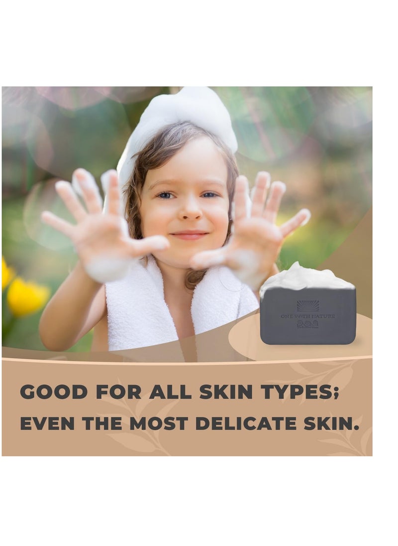 ONE WITH NATURE One With Nature 4Oz 6Pack Charcoal Soap Bar in Gift Box for Face, Body, Acne, All Skin Types - Contains Dead Sea Salt, Activated Charcoal, Shea Butter, Argan Oil and 21 Essential Minerals  - Image 3