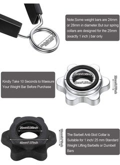 Generic Barbell Accessories Set,  2 Pcs Spring Collar Clips, 2 Pcs Dumbbell Screw Clamps Dumbbell Bar Spinlock and 2 Pcs Spinlock Collars for 1 Inch Standard Barbells Bars Sports 6Pcs  - Image 4