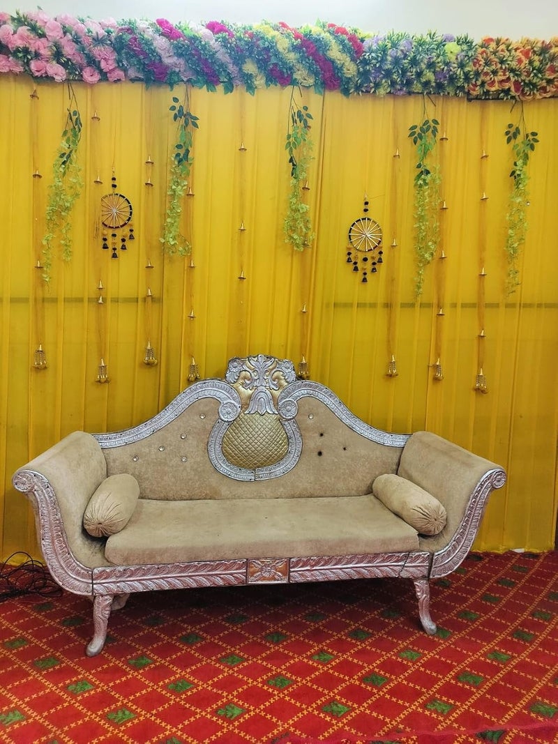 Generic Decoration Hub Yellow Curtains with Artificial Flowers Background Cloth for Home Decor 15 Pcs  - Image 3