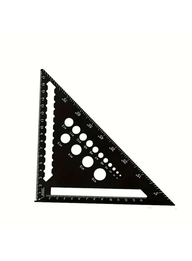 7 Inch Black Metal Carpenter Square with Angle Holes 45 90 Degree Guides - Image 1