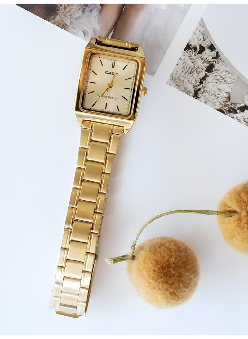 Casio Women's Ultra Thin Analog Watch, Champagne Gold Dial with Bar Markers, Gold Ion-Plated Stainless Steel Bracelet, 3ATM Water Resistant LTP-V007G-9E - Image 4
