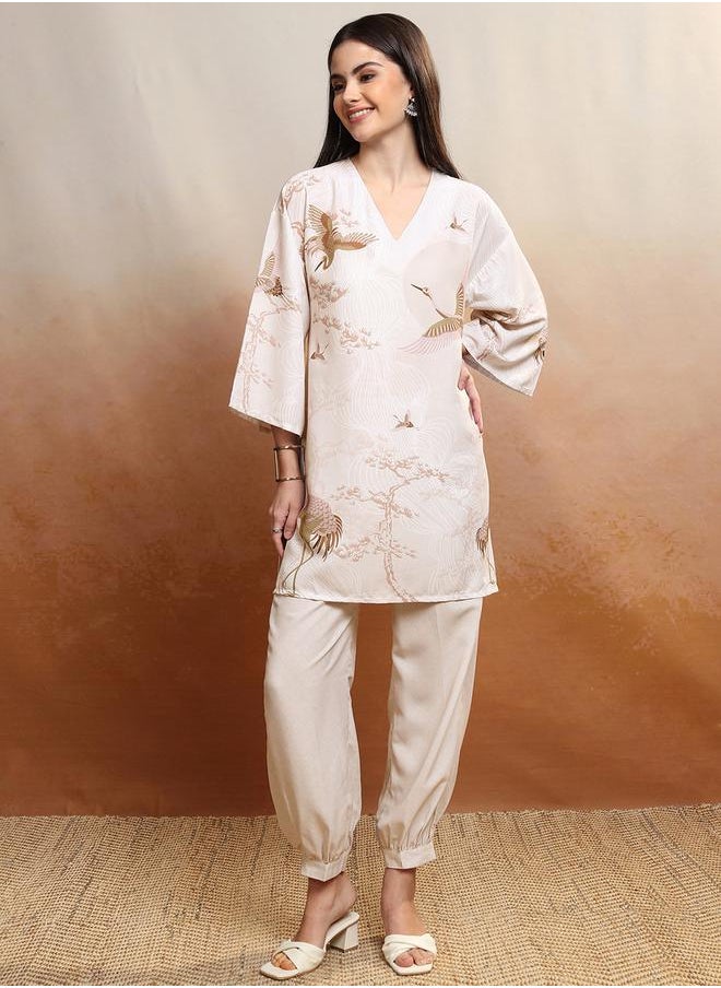 Vishudh Graphic Print Regular Kurta & Trousers Set by Styli  - Image 1