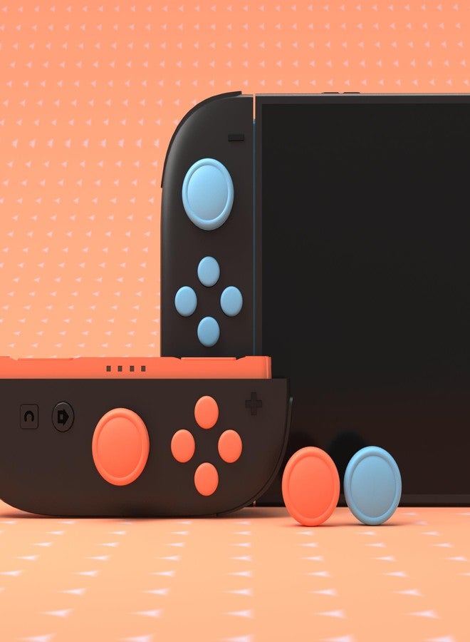 PlayVital Silicone Protective Caps for Nintendo Switch 2 (2025), 1 Pair Thumb Grips and 2 ABXY Directional Buttons Caps for Joycon 2, Joystick Plugs (Blue & Orange) - Image 3